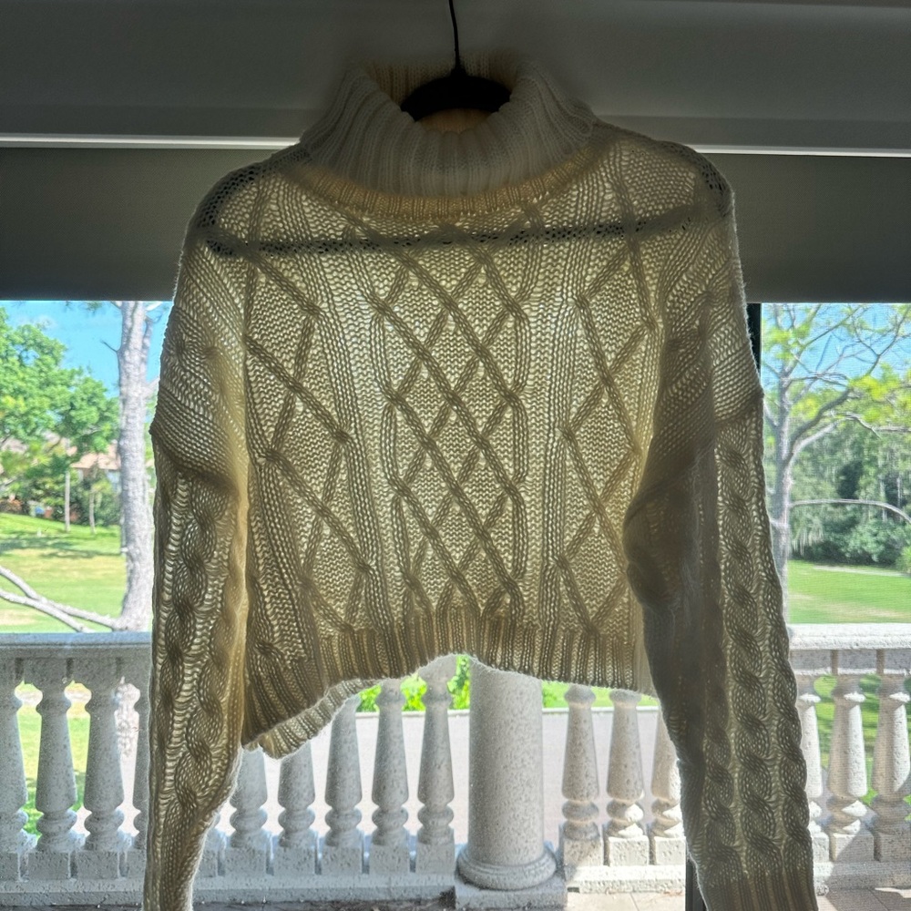 Altard State Cozy Cream Cable Knit Turtleneck Sweater